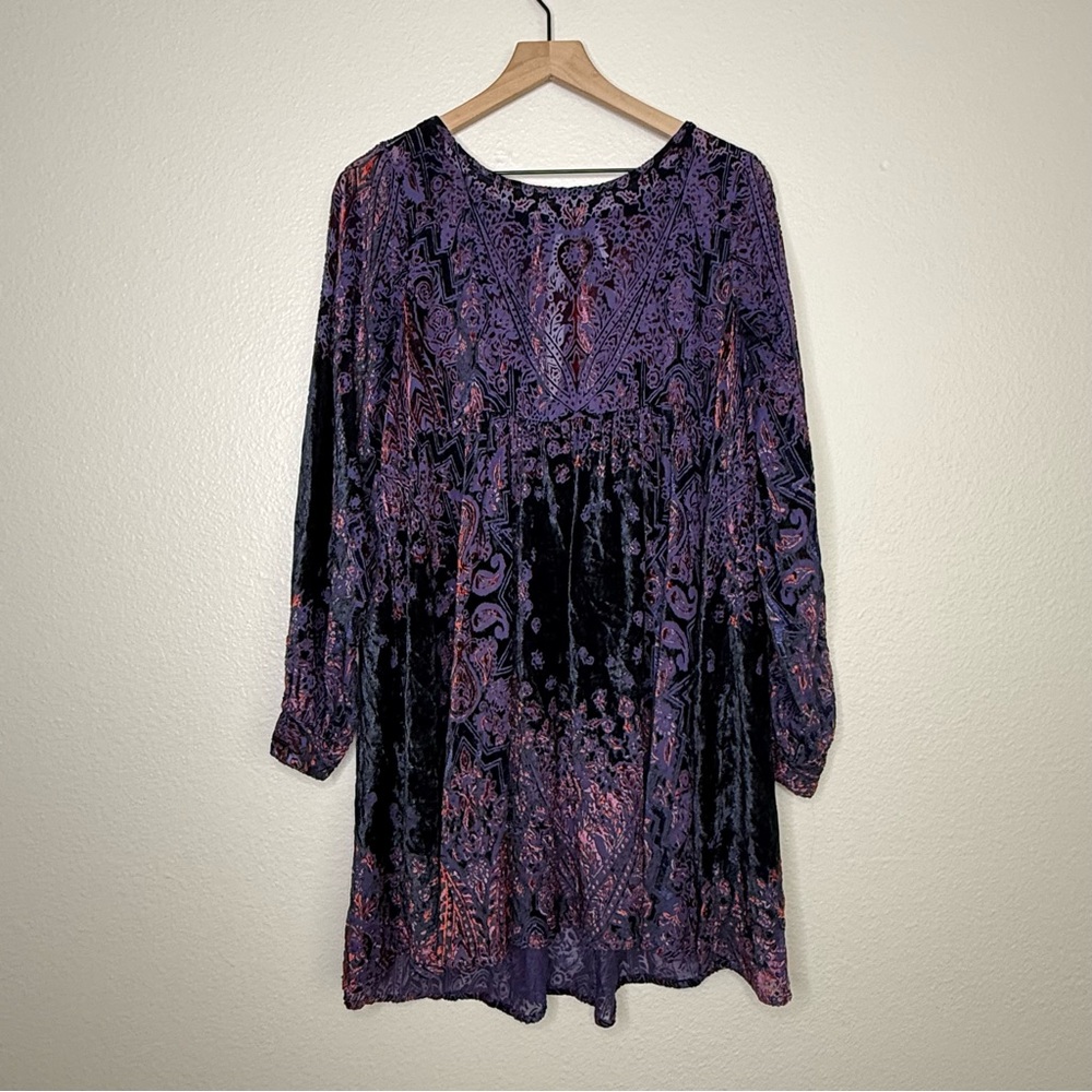 Free People Mirror, Mirror Long Sleeve Velvet Minidress, size M - Picture 3 of 6